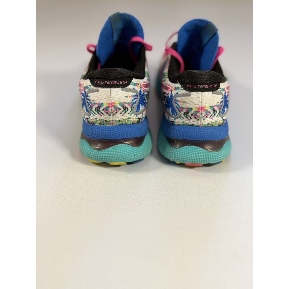 Asics Gel Nimbus 24 Womens Sz 8.5 M Tropical White Pink Running Sneakers Shoes - Picture 13 of 15